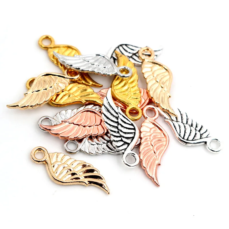 20pcs Charms Angel Wings 21x8mm Tibetan Silver Plated 5 Colors Pendants Antique Jewelry Making DIY Handmade Craft