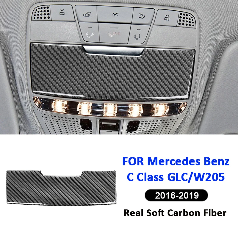 

Carbon Fiber Car Front Roof Reading Light Panel Frame Interior Decoration Sticker For Mercedes Benz 2016-2019 C Class GLC W205