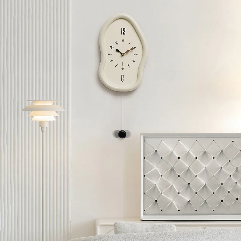 Cream style clock, wall clock, living room, modern and simple home art, grand and creative clock