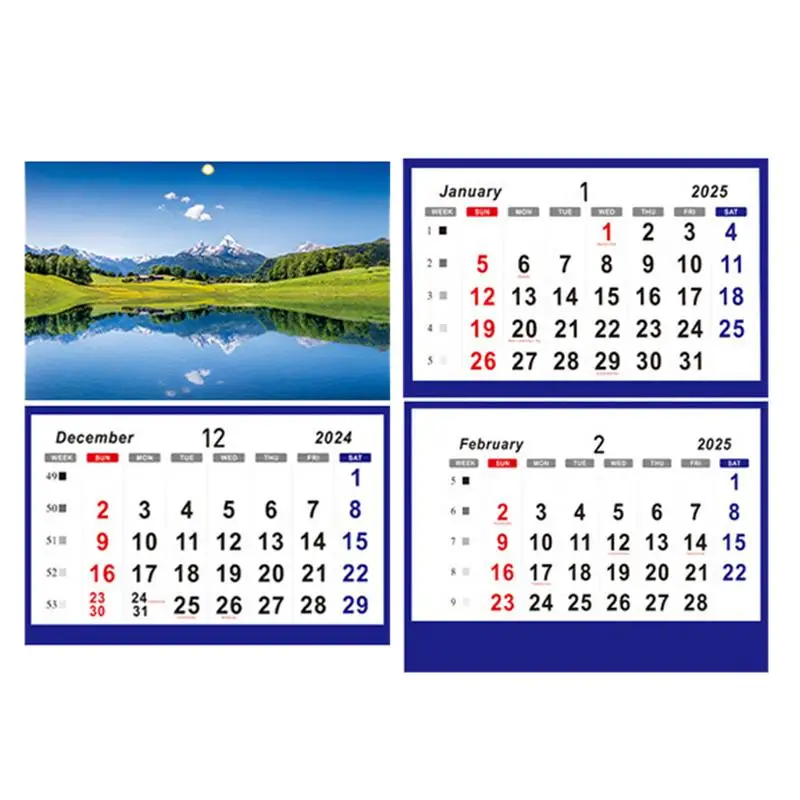 Boat Calendars 2025 Sailing Boat Wall Calendar With Red Mark Frame Table Calendar For Daily Includes December 2024-January 2026