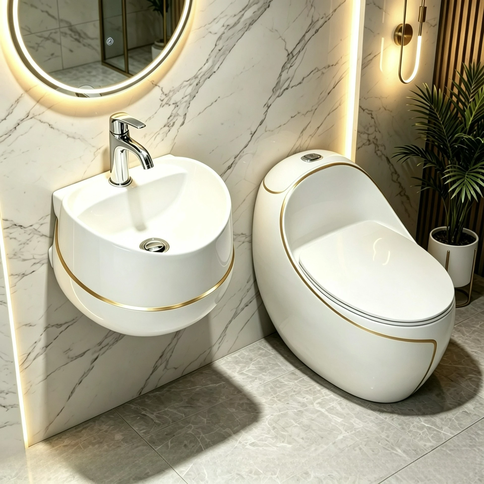 Household Colored Egg Toilet Ceramic Siphon Toilet Light Luxury Wall-mounted Sink Combination Bathroom Light Luxury Bathroom