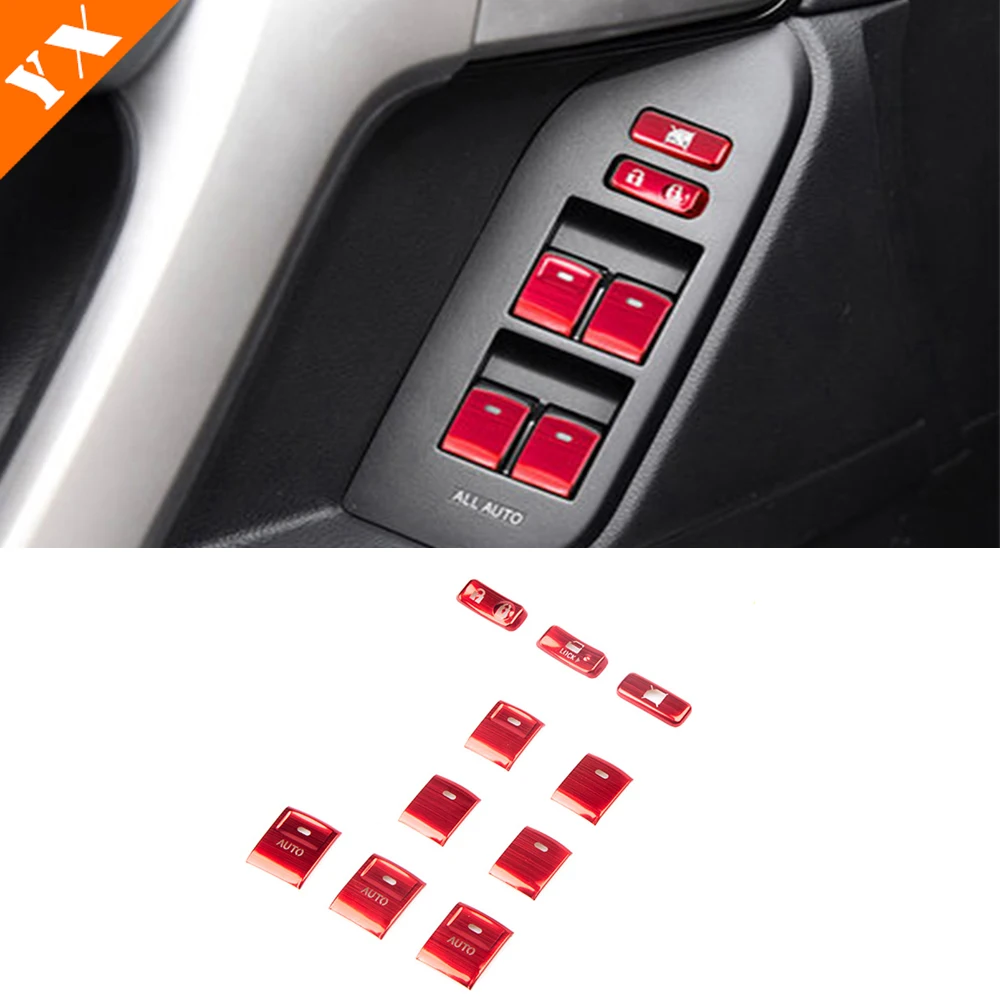 

Aluminum Trim Car Central Console Door Window Glass Lift Switch Button Cover Decor Sticker Frame For Toyota Prado 2010-2021