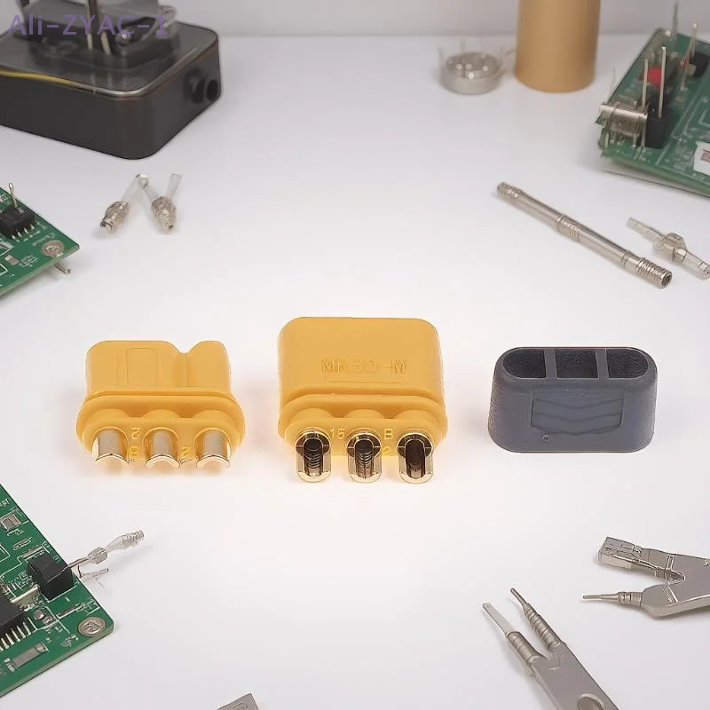 {ZYAC-1} 5 Pasang Konektor Plug Amass MR30 Jantan/Betina Dengan Selubung Untuk Baterai Lipo RC Multicopter Aksesoris Pesawat