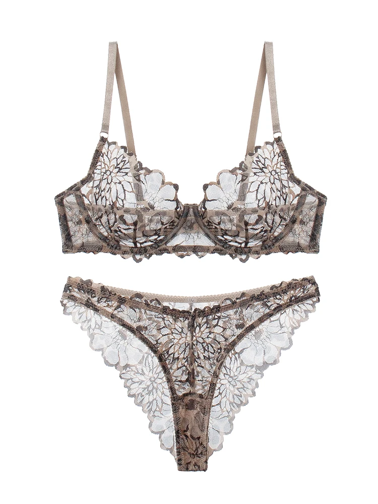 

Sexy thin section leopard underwear female with steel ring bra set women push up lingerie with undepants 2pcs suit