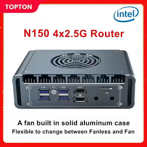 Topton 12th Gen Intel N150 Mini PC Soft Router Aluminum with Fan 4x 2.5G LAN Celeron J6412 J5005 6305 pfSense Computer Firewall
