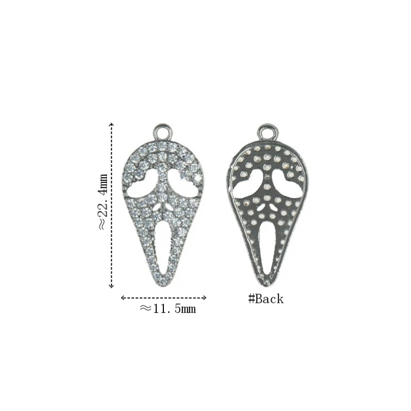 

MUDULLA 10 шт. белые прозрачные подвески с кубическим цирконием на Хэллоуин, посеребренные, невидимая подвеска, череп, животное
