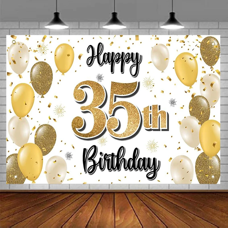 

Photography Backdrop Cheers To Happy 35 Years Old 35th Birthday Party Background Banner Home Wall Photo Props Decoration