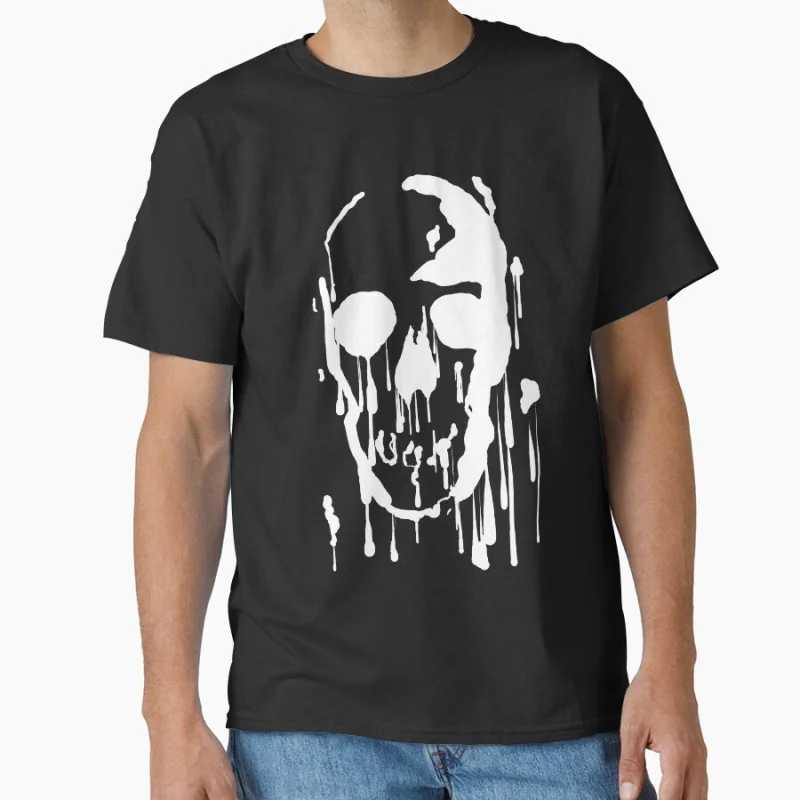

vintage Splatter Skull (white) horror death gothic punk pattern scary halloween gift T-shirt for men Large size Tops S-6xl