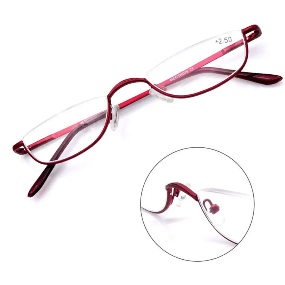 Unisex Spring Hinge Half Frame Ultra Light Resin +1.00~+4.0 Diopter Eyeglasses Half Moon Reading Glasses Reading Glasses
