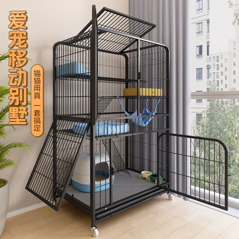 

Клетка для дома в помещении не занимает виллу, большое свободное пространство, встроенная двухслойная клитка, кошачий домик