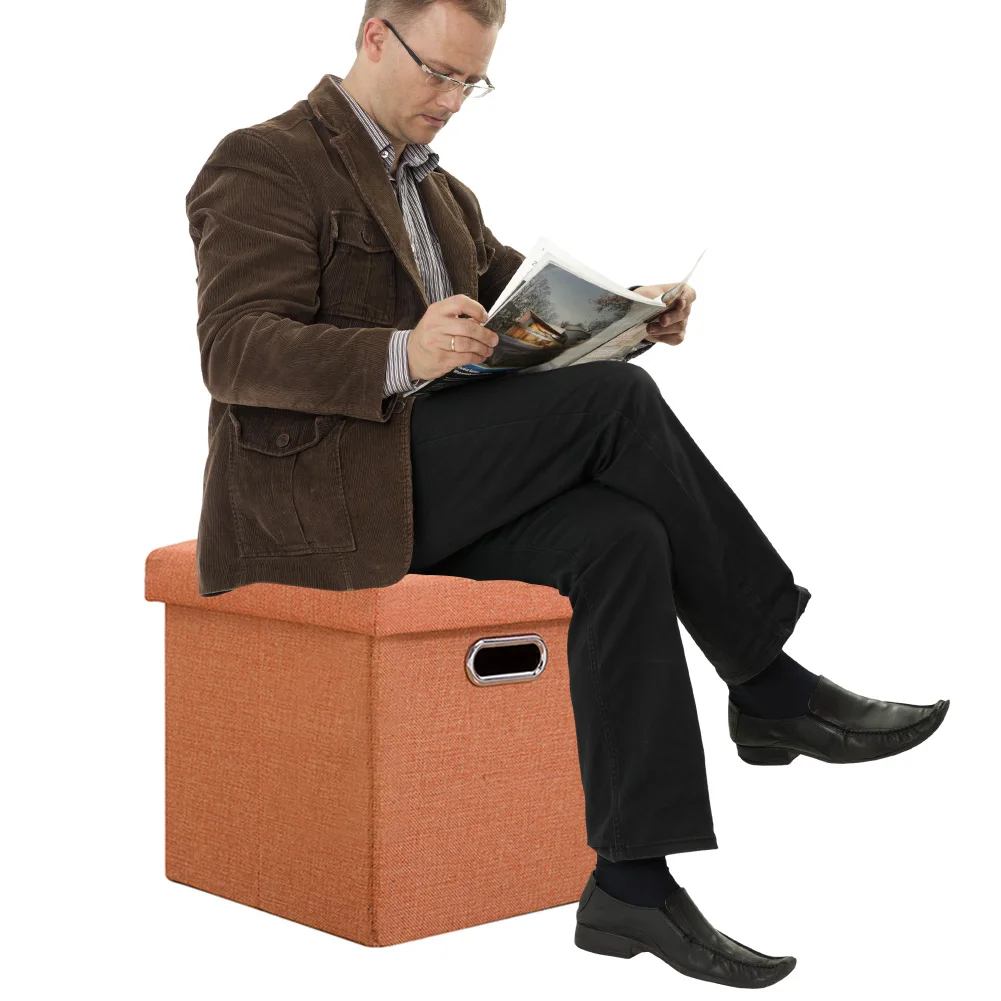 

Folding Storage Ottoman Cube Chest Seat with Sponge Lid 11.81x11.81x11.81inch Foot Rest Storage Footrest for Living Room Bedroom