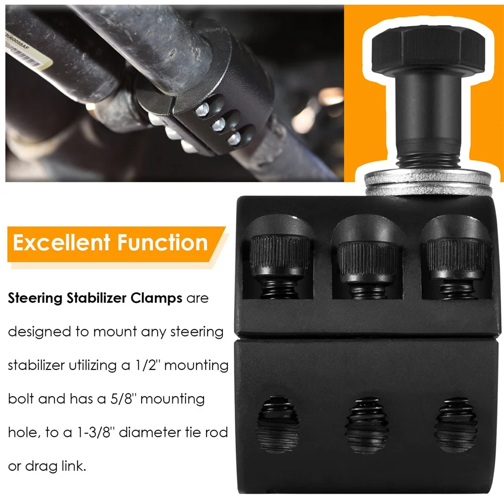 ANX Lenkungsstabilisator Spurstangenklemme für Jeep Wrangler JK TJ XJ ZJ MJ 2007-2018 mit 1-3/8 Zoll Durchmesser Spurstange (1-3/8' Außendurchmesser Rohr) – Detail 12