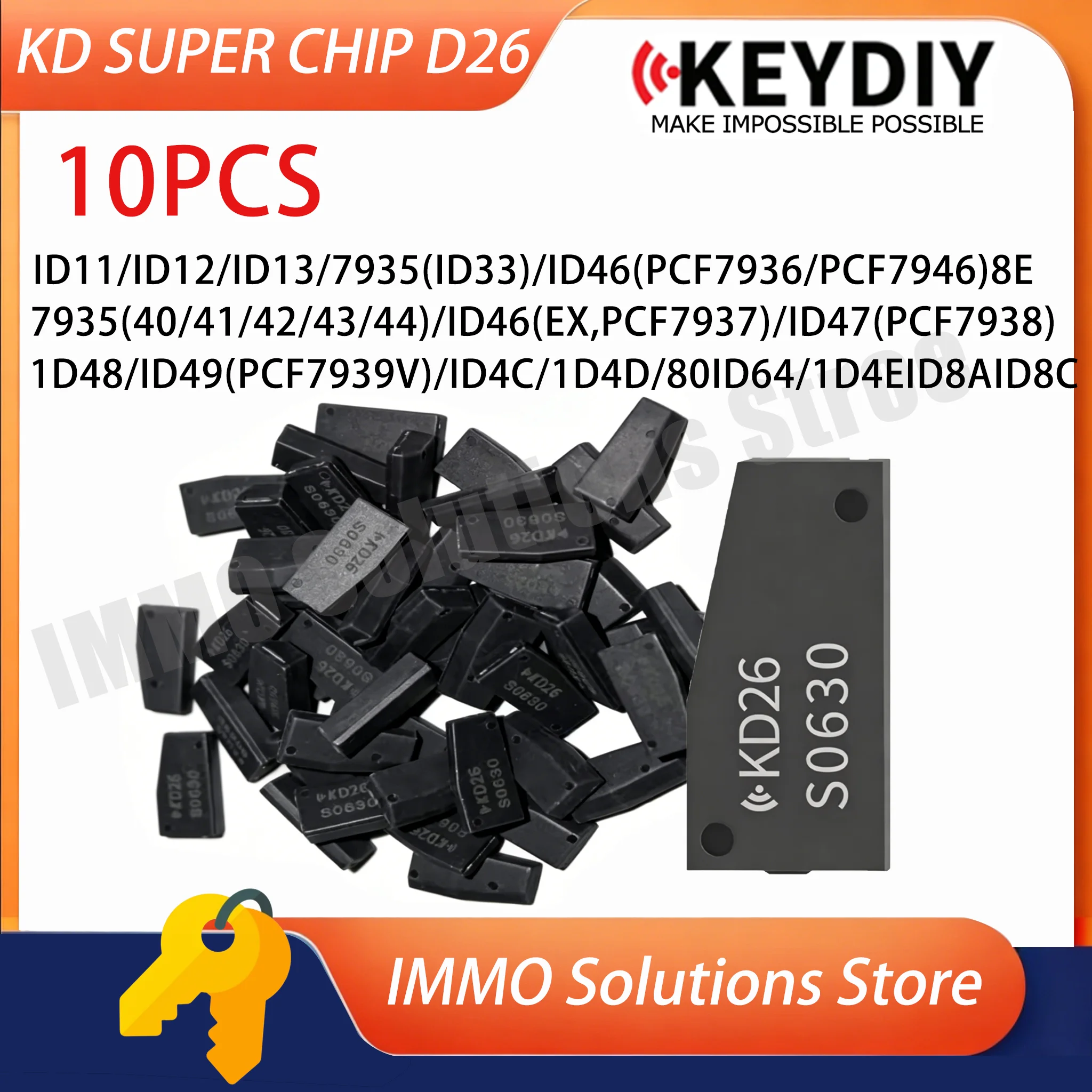 10pcs KEYDIY KD Super Chip D26 Support 7935(ID33) ID46 ID8E ID8A ID8C 96 Bit 48 Clone Work for KDX2 KD-MAX KD-X4