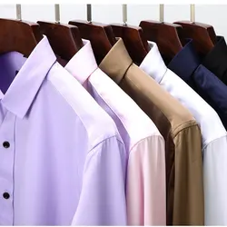6XL 8XL men's Dress shirt without ironing Summer White Long Sleeve Oversize - Wrinkle Free Business Casual elegant Luxury