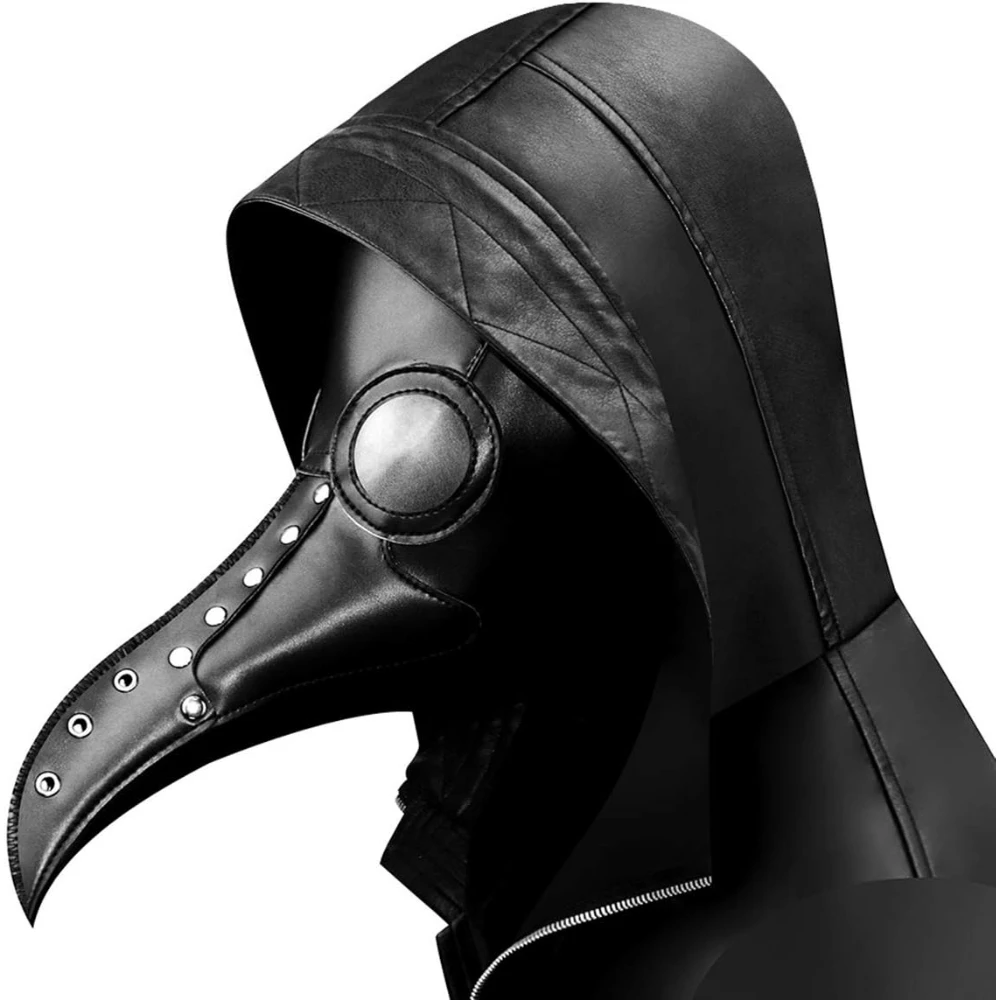 Steampunk Fit Design Plague Doctor Mask Leather Plague Bird Mask Long Nose Beak Black Bird Masks for Halloween Cosplay Mask