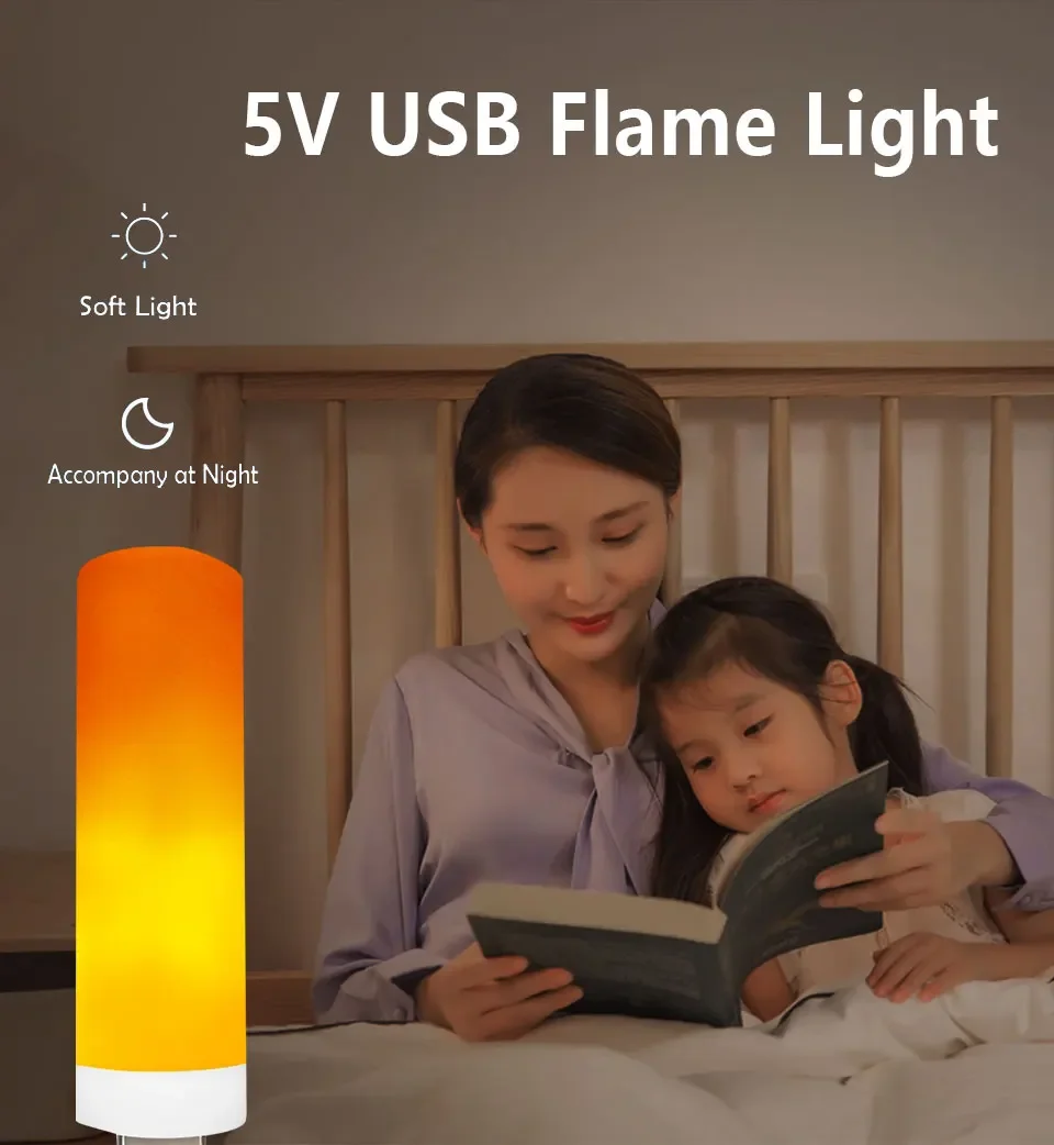USB LED Atmosphere Light Dynamic Flame Effect Candle Lights For Power Bank Camping Lighting Cigarette Lighter Effect Light