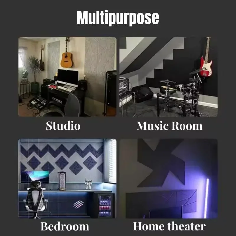 

Self-Adhesive Square Acoustic Panels DIY Shape Soundproof Wall Panels for Studio Echo Bass Isolation Wall Sticker Home Decor