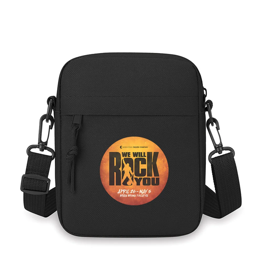 

Rock musical show poster. Text style. Men Crossbody Bag Single Shoulder Women Cartoon Anime Film Printing Design Unisex