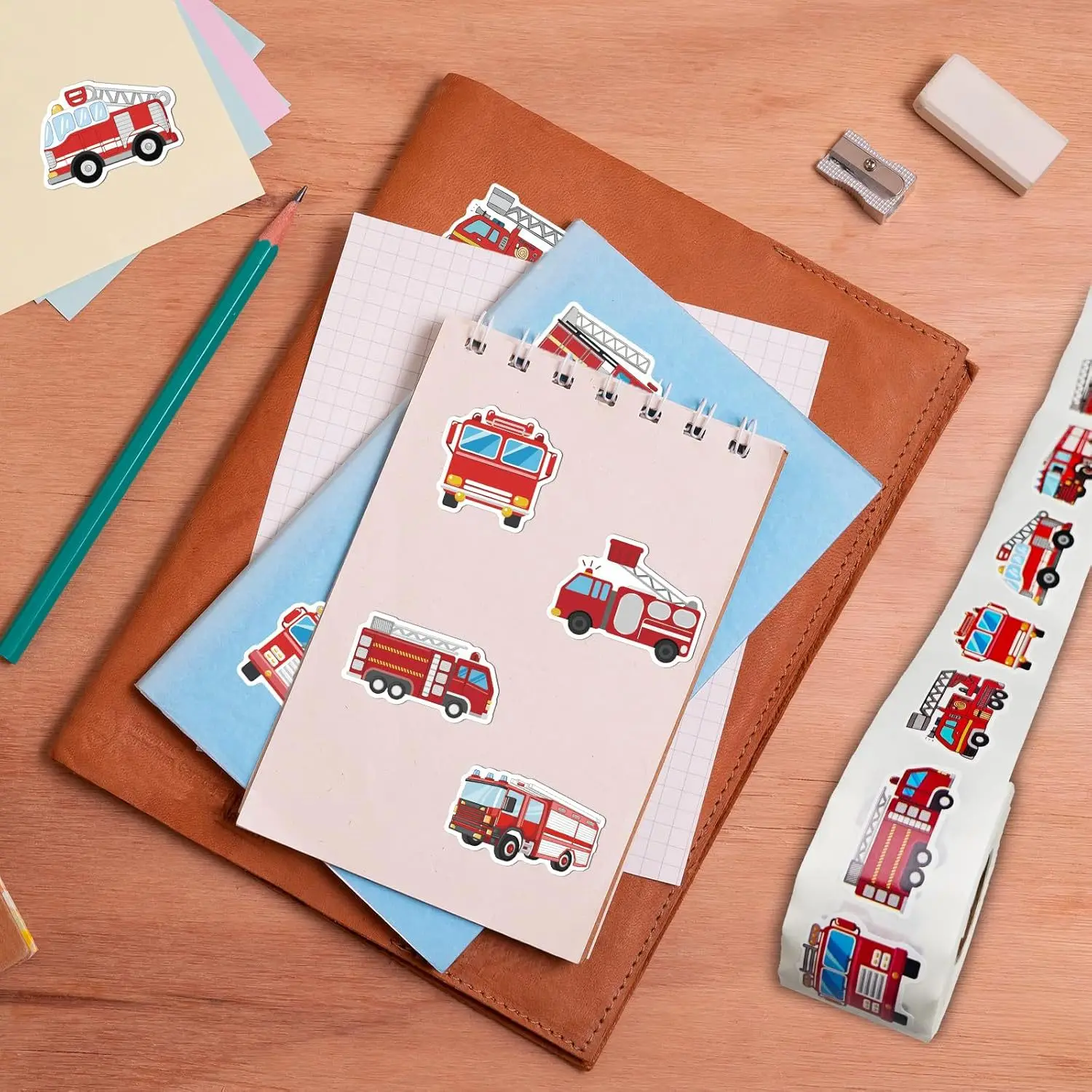50-500 autocollants camion de pompiers, graffiti, dessin animé, cadeau, scrapbooking, salon, téléphone, communauté, skateboard, autocollant nostalgie