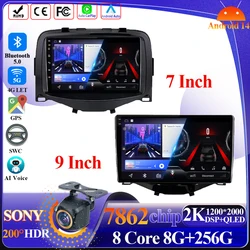 Android 14 Carplay For Toyota Aygo Peugeot 108 2016 Citroen C1 Intelligent System 8 core Car Radio Multimedia Player GPS Display