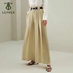 LILYSILK Silk Trousers Women 2024 Spring New 19 Momme Wide-Leg High Waist Paper Tapes Pocket Pants Lady Essentials Free Shipping