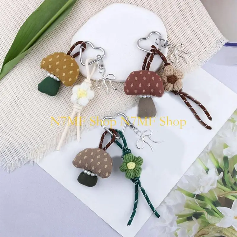 

N7MF Mushroom Keychain Bag Charm Flowers Keychain Car Keyring Hangings Ornaments