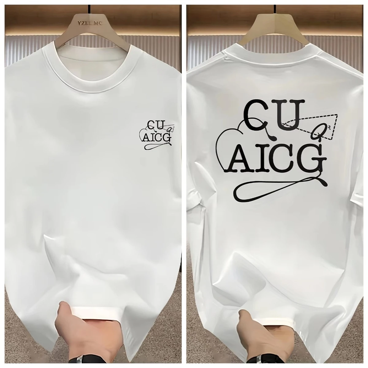 

2026 Весенне-летняя новая женская футболка из плотного хлопка — повседневная футболка с рисунком, свободная посадка, простой дизайн