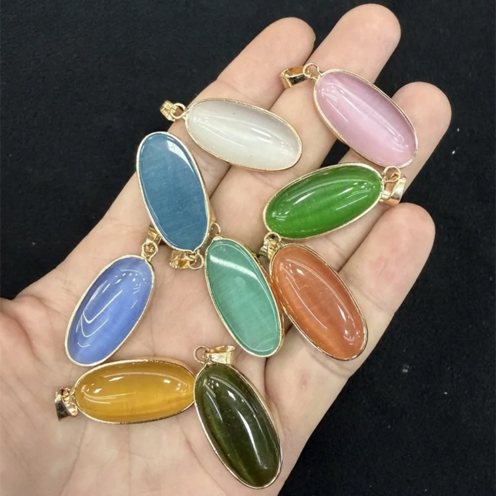 

Оптовая продажа, 10 шт./лот, модные овальные золотые коннекторы-подвески с камнем «кошачий глаз» 15x30 мм для изготовления ювелирных изделий, ожерелий и серег своими руками