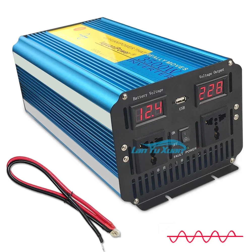 3500W/7000W Pure Sine Wave Power Inverter DC 12V/24V TO AC 220V 50Hz  60Hz Solar Inverter Dual LED Display 3.1A USB Universal
