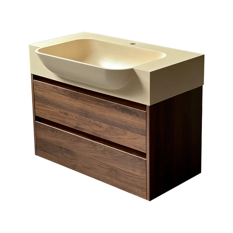 

Antique pure acrylic artificial stone integrated semi-disposable belly basin storage in bathroom cabinet