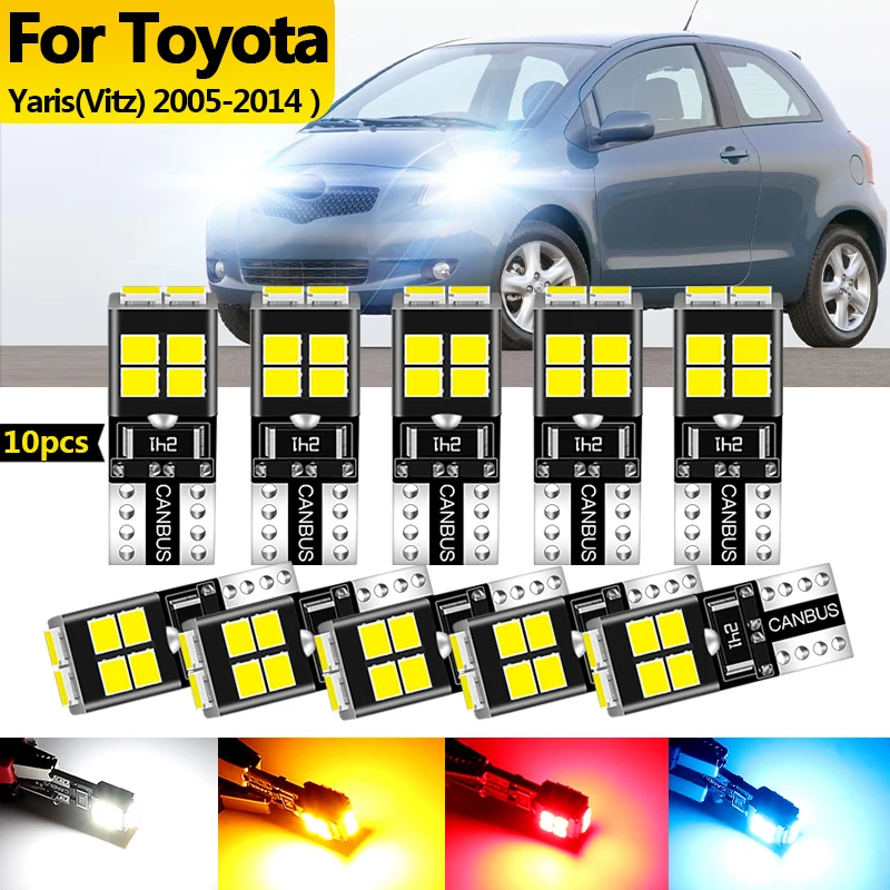 10PCS 12v For Toyota Yaris(Vitz) 2005 2006 2007-2014 LED Clearance Light Parking Bulb Lamp W5W T10 194 Canbus car accessories