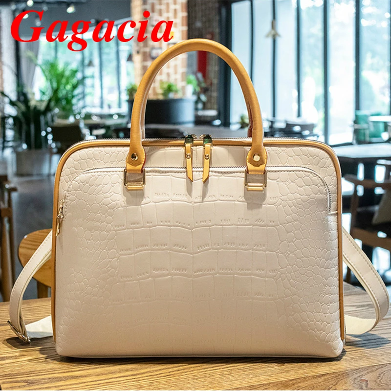 Gagacia Woman's Fashion Leather Handbag 2024 New Woman Briefcase For 13 Inch 14