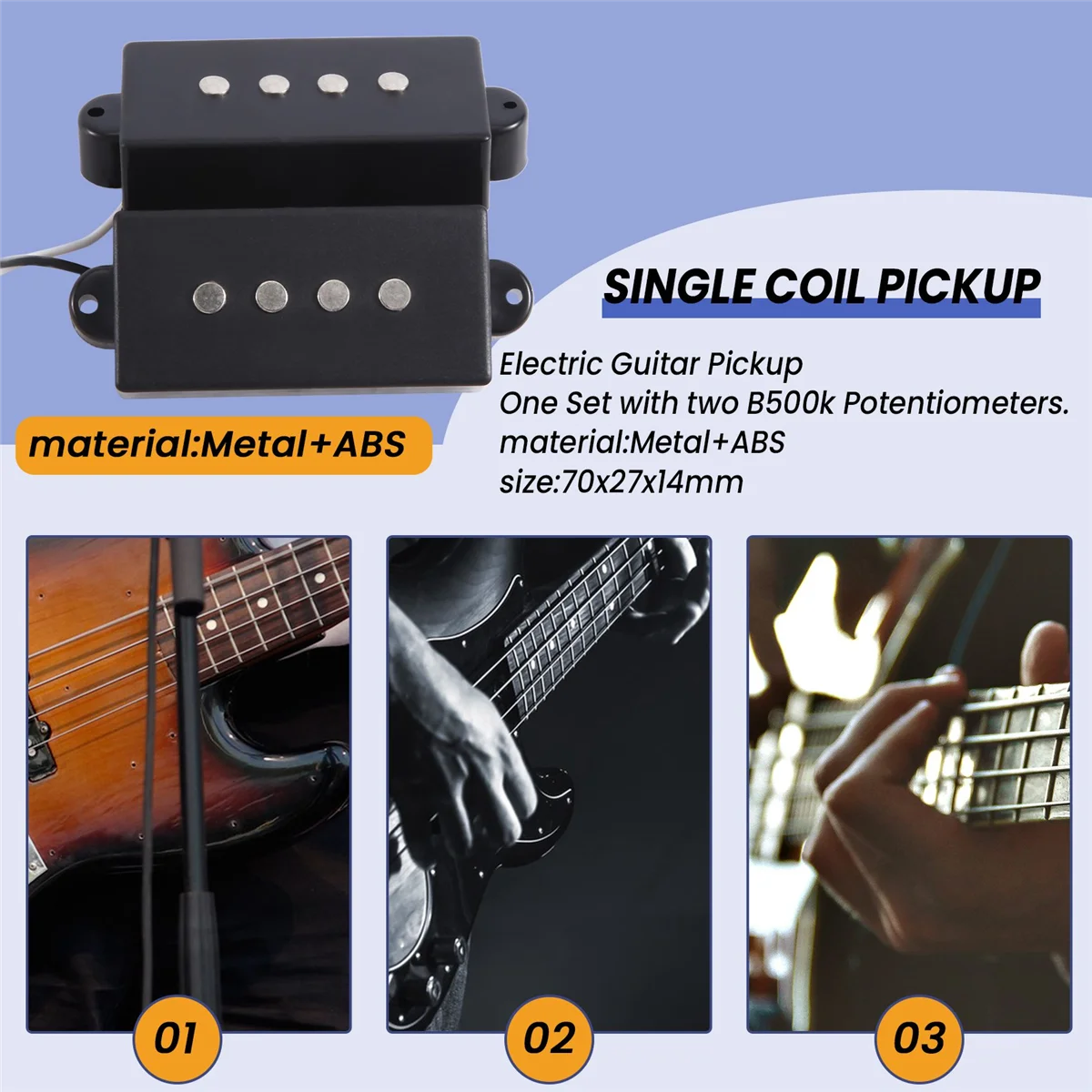 SMIEA Electric Guitar Pickup Wire Harness PB Bass 4-String Electric Guitar Neck and Bridge Pickups Set