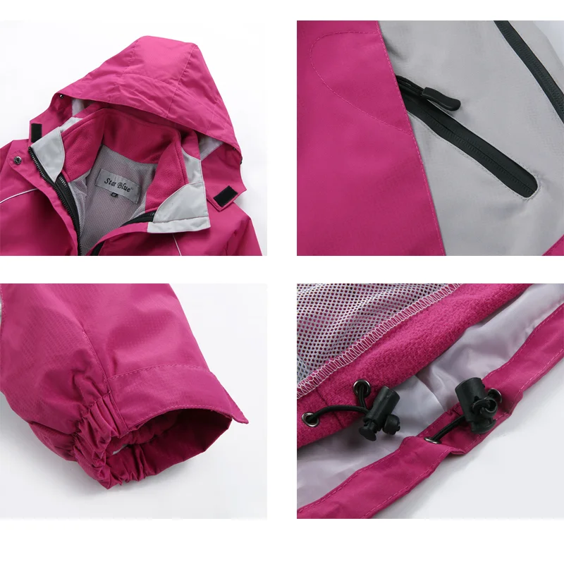 Traje de senderismo al aire libre para mujer, impermeable, a prueba de viento, chaqueta térmica gruesa con capucha, pantalones, conjunto de viaje,