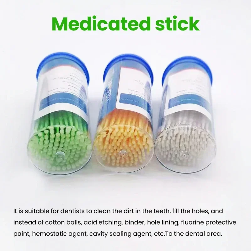 Flexible Dental Coating Stick Brush: 100pcs Disposable Applicators, Lint-Free for Adhesive Medicine Materials Bending resistance