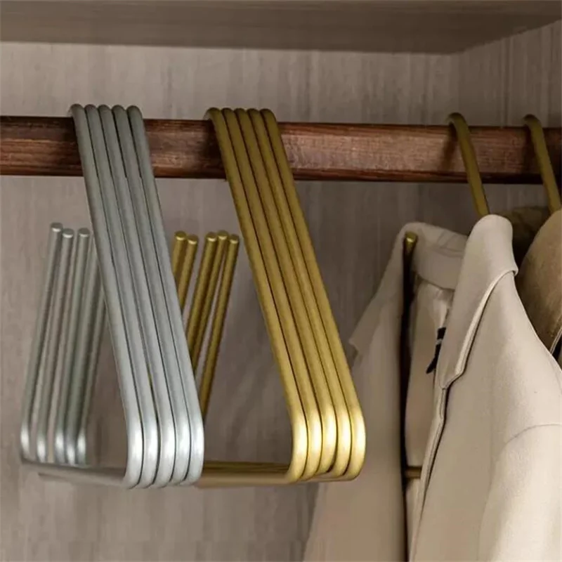 Creative Triangle Clothes Hangers 5pcs Solid Metal Hangers for Coat Trousers Scarf Drying Rack Home Storage Racks Organizer