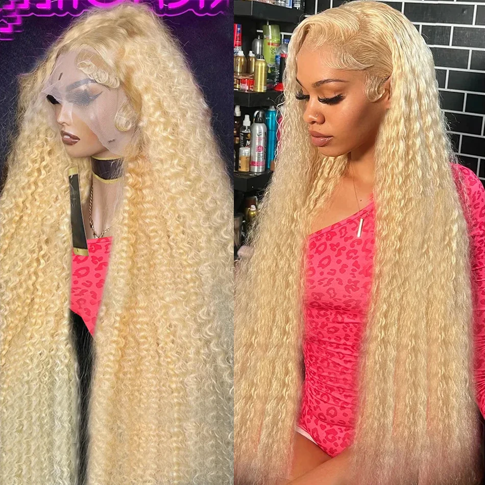 30 Inch Deep Wave 613 Honey Blonde 13x4 Lace Front Human Hair Wigs 230 Density 13x6 Lace Frontal Curly Water Wave Wig For Woman