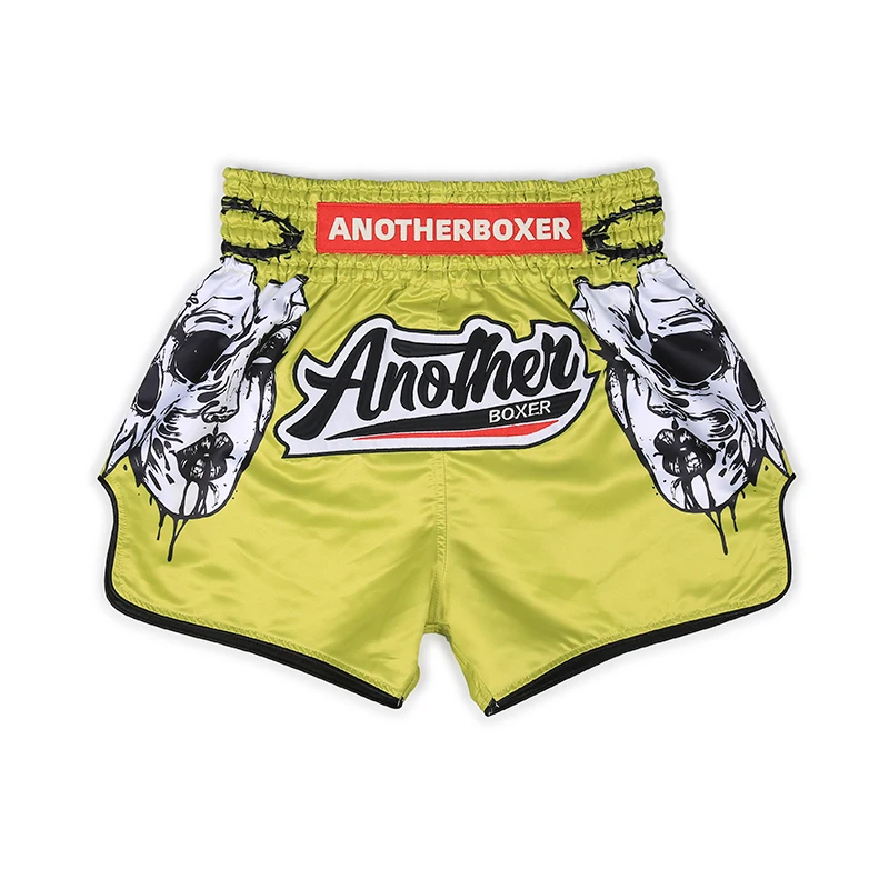 Premium Satin Muay Thai Shorts for Adults Breathable Kickboxing Boxing Shorts MMA Fighting Sparring Martial Arts Pants Yellow