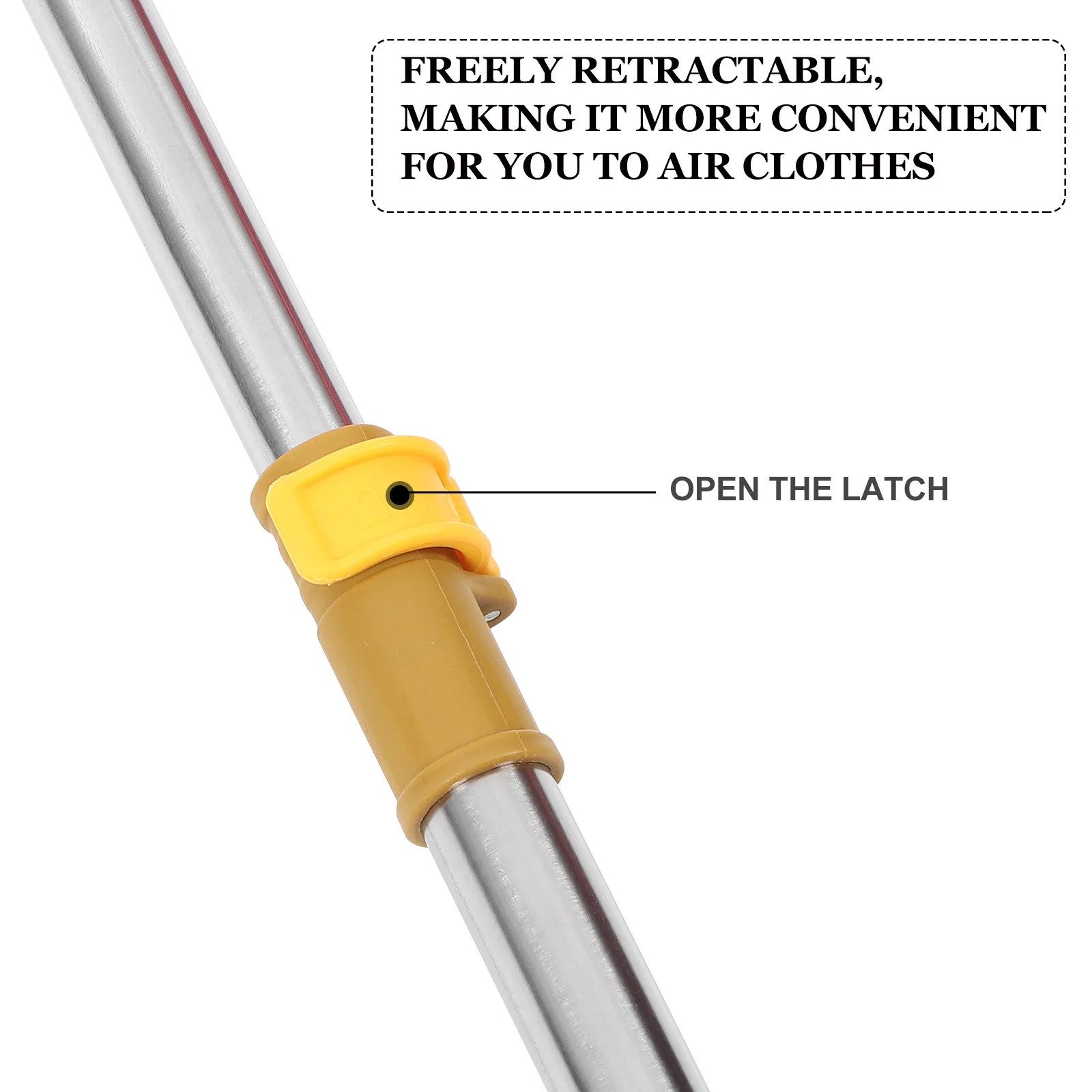 

Stainless Steel Retractable Clothesline Pole Metal Adjustable Reach Closet Rod Strong Load-Bearing For Home Laundry