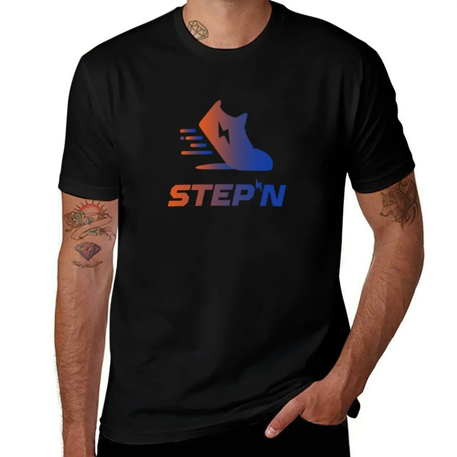 STEPN Logo - Move to Earn Trending Crypto Green Metaverse Green Satoshi Token T-Shirt Street Art Print Tee Shirt