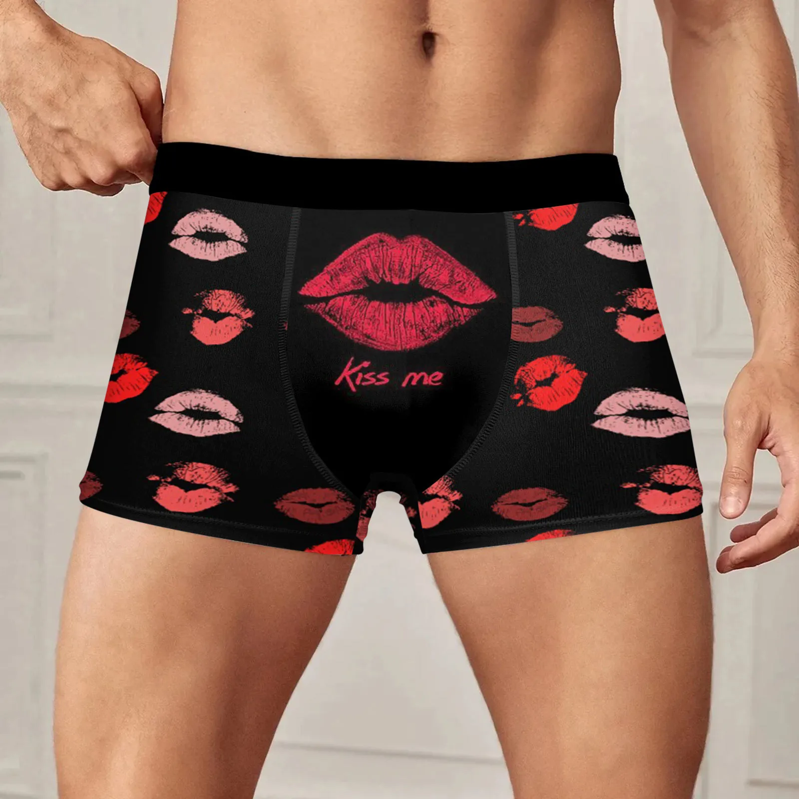 Mens Fashion Casual Comfort Valentines Day Printed Underwear Mens Underwear Small