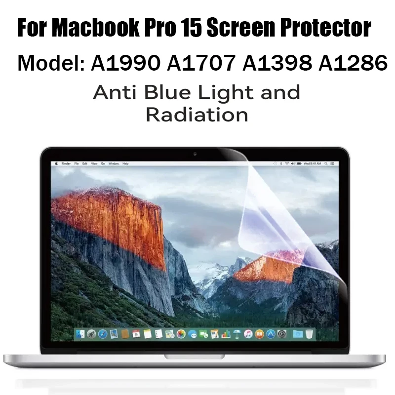 Protector de pantalla HD para Macbook Pro 15, modelos A1990, A1707, A1398, A1286, película suave PET mate Anti-Luz Azul Anti-radiación