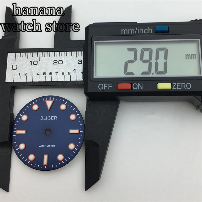 Bligger-発光インデックス付きの青いダイヤル,nh34,nh35,nh36,myyota8205,dg2813,3804動き,29mmに適しています