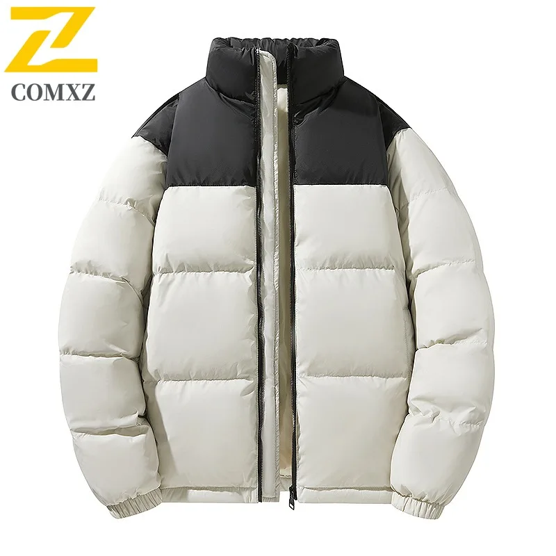 COMXZ Men Down Jacket Casual Stand Collar Outdoor Travel Cold Resistant Parka Street Style Comfort Lightweight Winter Down Coat
