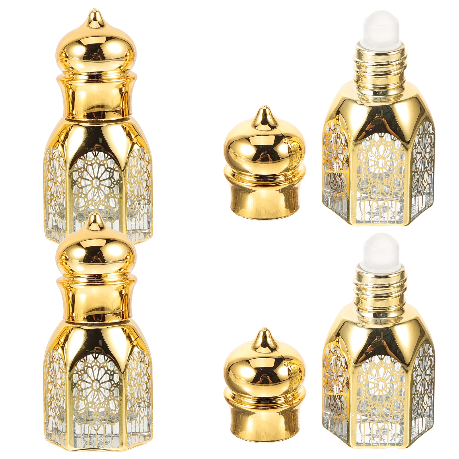 4 Uds Mini botellas de Perfume botellas de vidrio vacías de viaje recargables soporte de aceite esencial portátil botella de almacenamiento pequeña a prueba de fugas