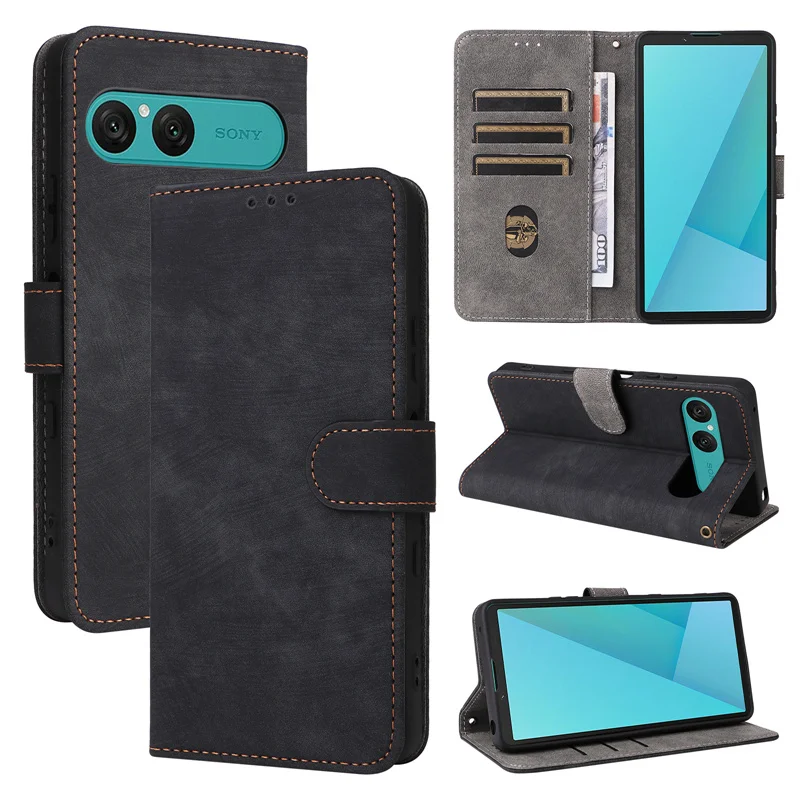 Para Sony Xperia 10 VII 2025 funda protectora de cuero de negocios funda de teléfono magnética para Sony Xperia 10 VII funda de teléfono