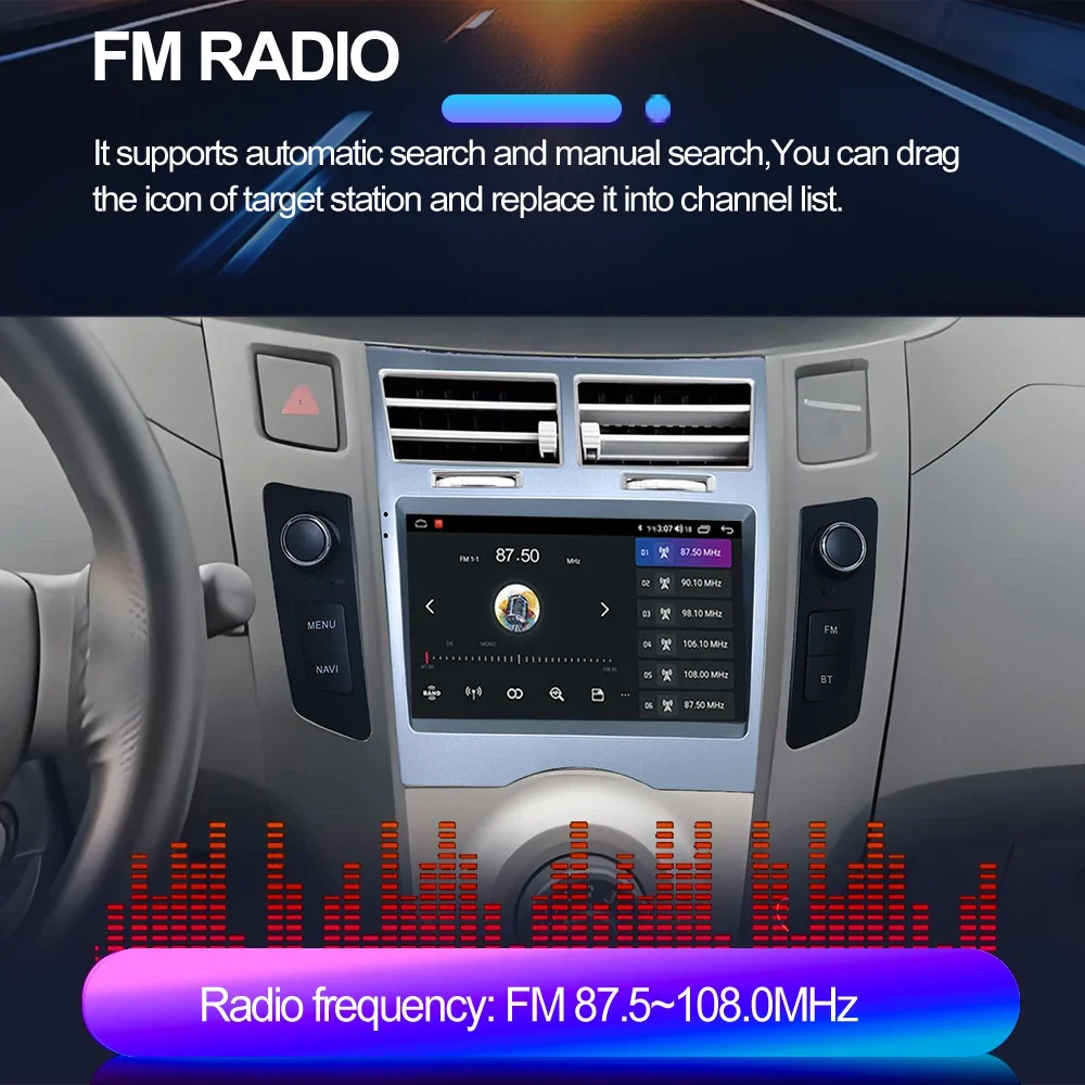 Car Radio Android 2din for Toyota YarisXP90 Vitz Platz 2005-2012 7" Multimedia Carplay Wireless Stereo Autoaudio Naviagtion GPS view 3