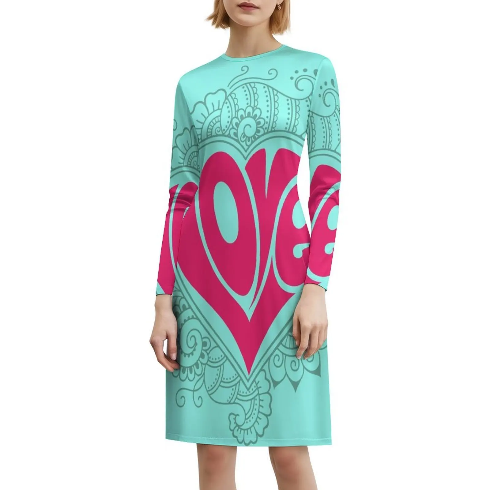 فستان Love Valentine Green على شكل قلب فستان أنيق للحفلات الصيفية للنساء فستان كلاسيكي على شكل قلب برمز عيد الحب #6