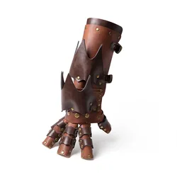 1 pezzo Steampunk medievale in pelle PU guanti lunghi vichingo pirata gladiatore Costume Cosplay accessorio Arm Armor