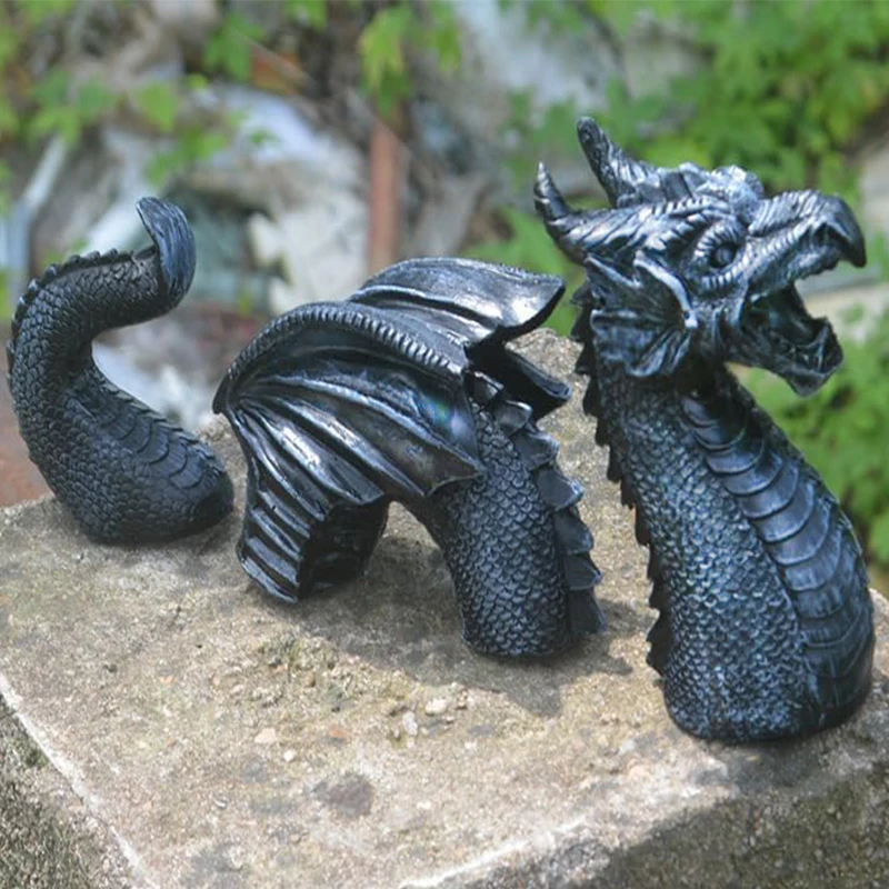 3 pieces/set,resin horticultural dragon ornaments,flying dragon statue garden decorative crafts,office desktop ornaments